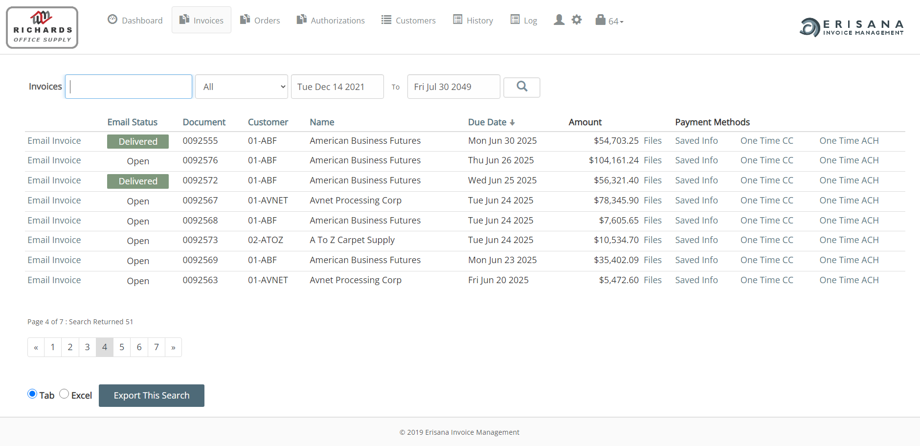 Erisana Invoices