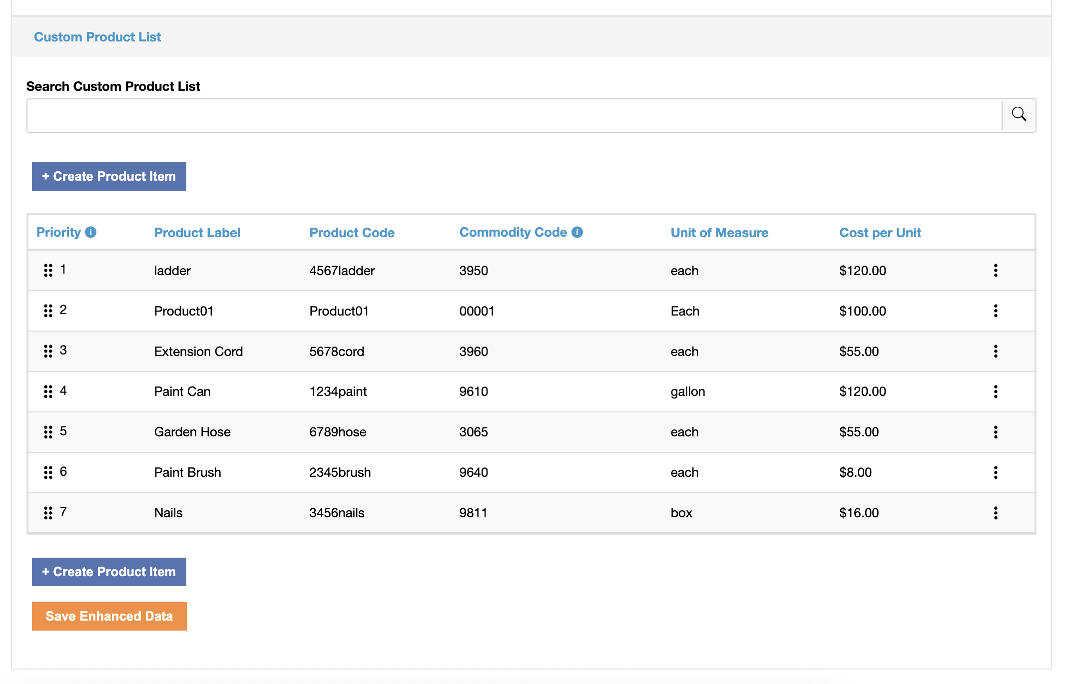 search product list